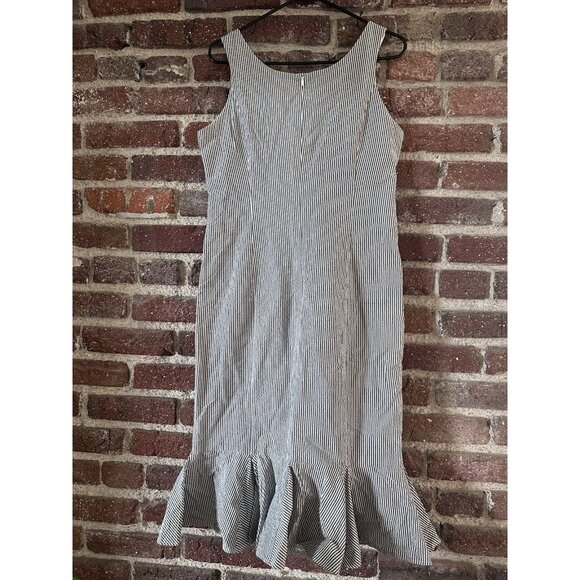 Elegance Paris Stripe Dress Ruffle Midi White Black - Picture 5 of 8